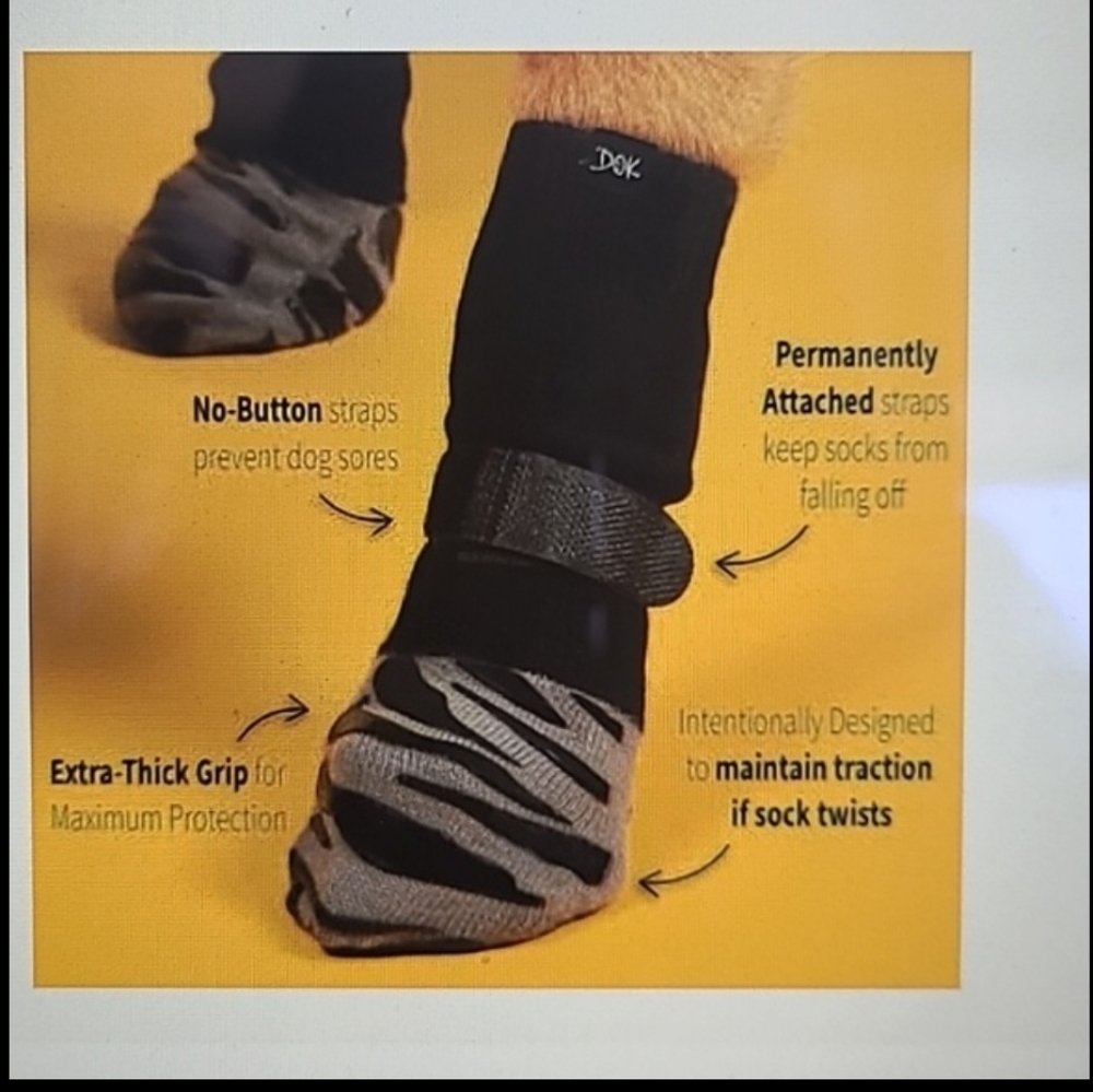 DOK TigerToes Anti-Slip Grip Socks SET OF 4 - NWT Black and Gray XS Pet Socks